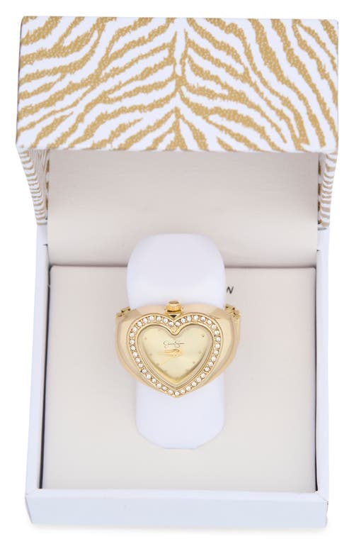 Jessica Simpson Crystal Heart Ring Watch In Gold