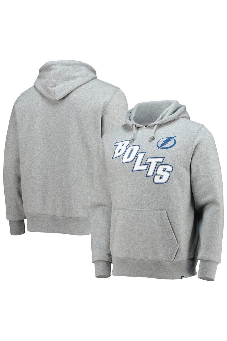 Men's '47 Heathered Gray Tampa Bay Lightning Pregame Headline Pullover Hoodie, Alternate, color, Heather Gray