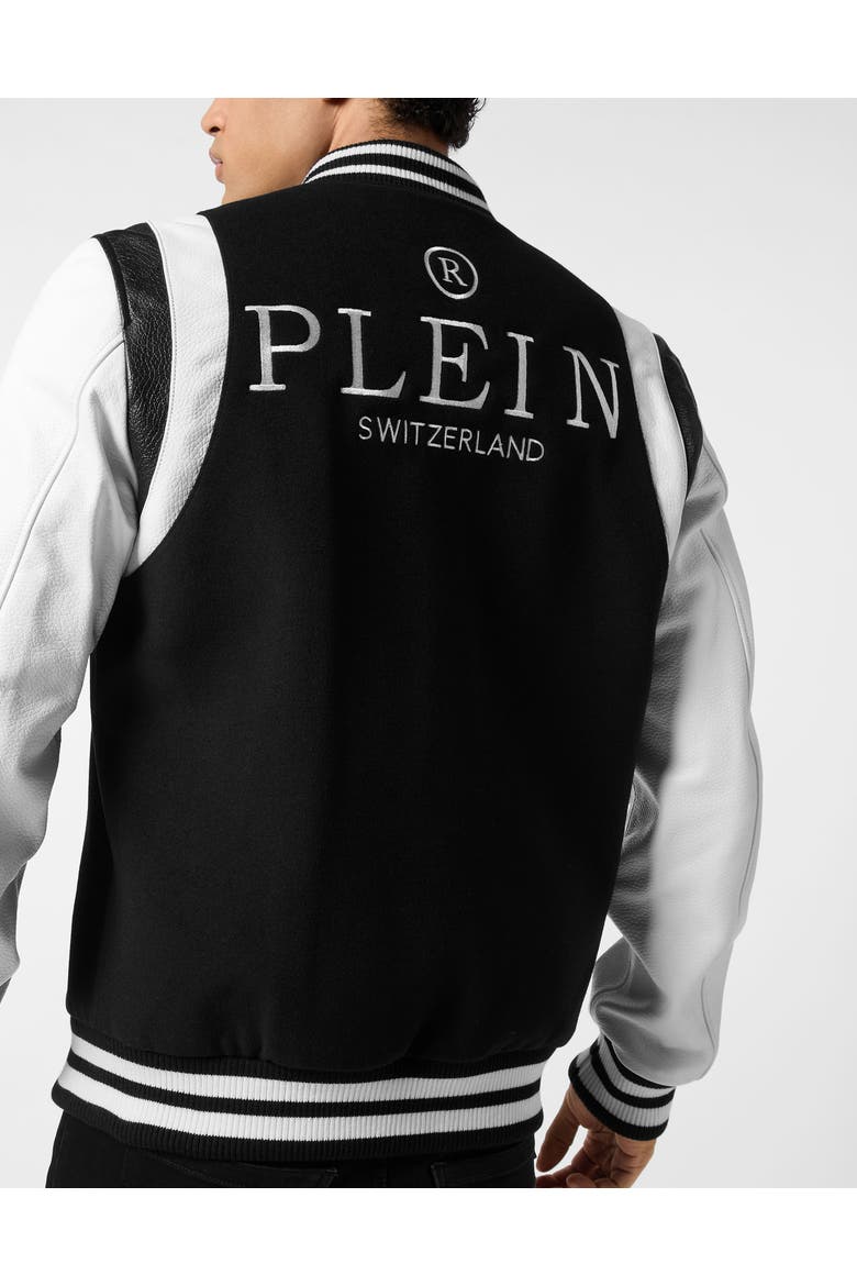College Bomber Jacket Patches Men, Alternate, color, black
