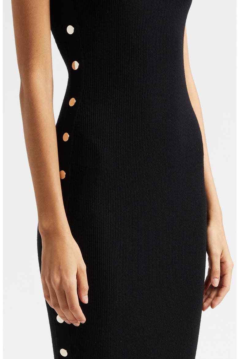 Lalita Side Snap Wool Blend Midi Dress, Alternate, color, BLACK
