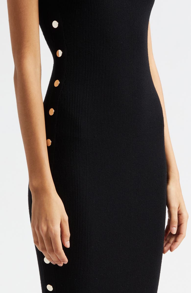 Alice + Olivia Lalita Side Snap Wool Blend Midi Dress, Alternate, color, 