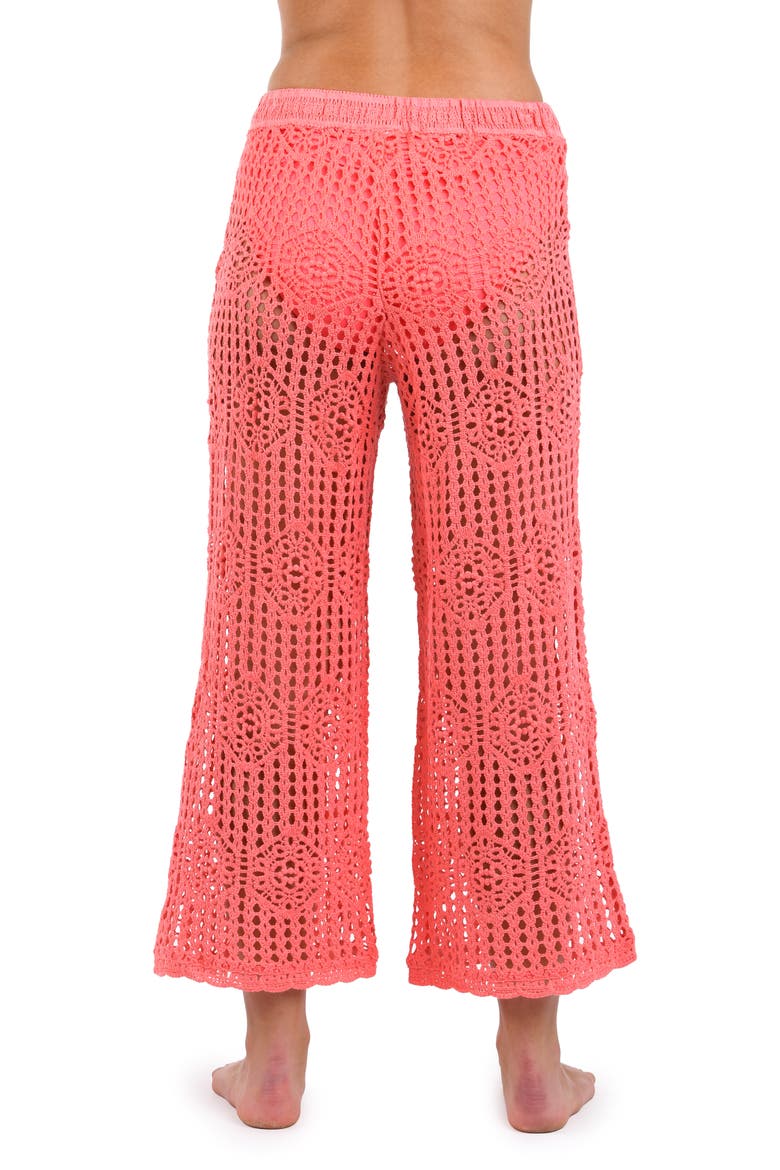 Waverly Open Stitch Cotton Crop Cover-Up Pants, Alternate, color, CORAL REEF