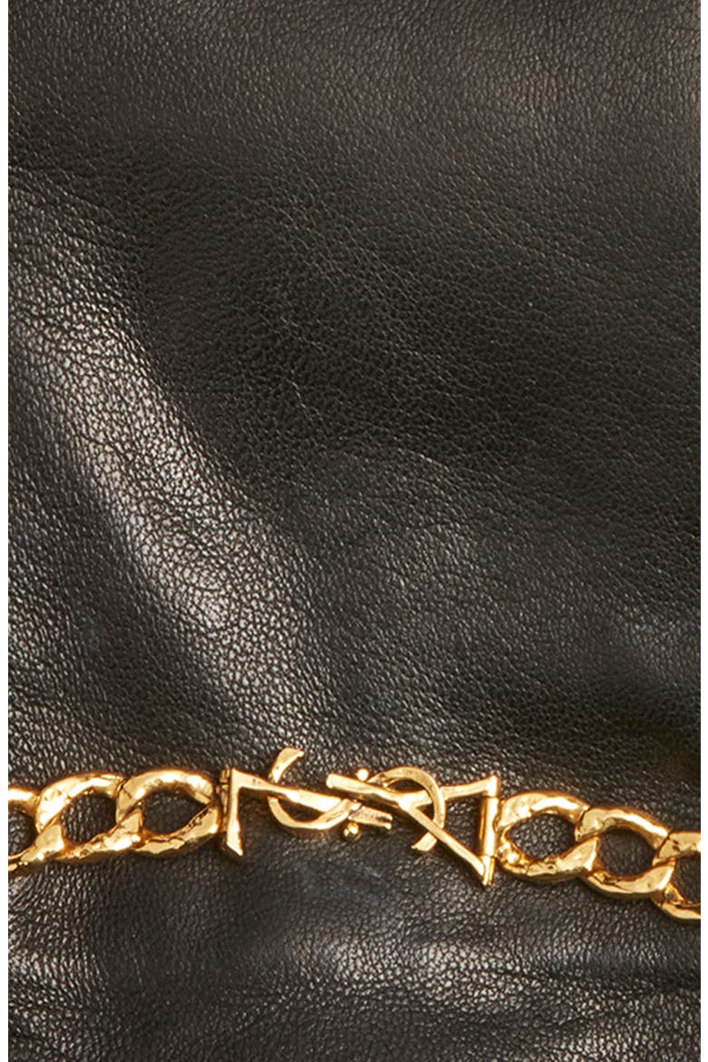 Chain Link Cashmere Lined Leather Gloves, Alternate, color, BLACK/ GOLD