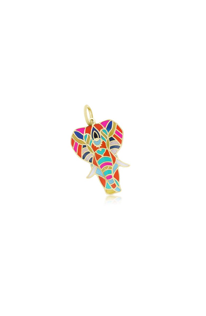 The Lovery Fine Jewelry Multicolored Kaleidoscope Enamel Elephant Charm, Main, color, Multicolored Enamel