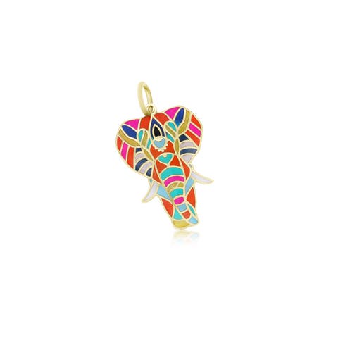 Multicolored Kaleidoscope Enamel Elephant Charm