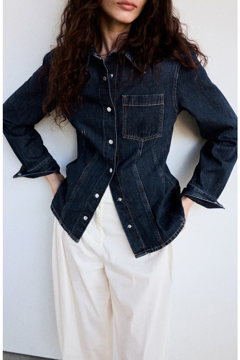 Cotton Denim Shirt, Alternate, color, DARK BLUE