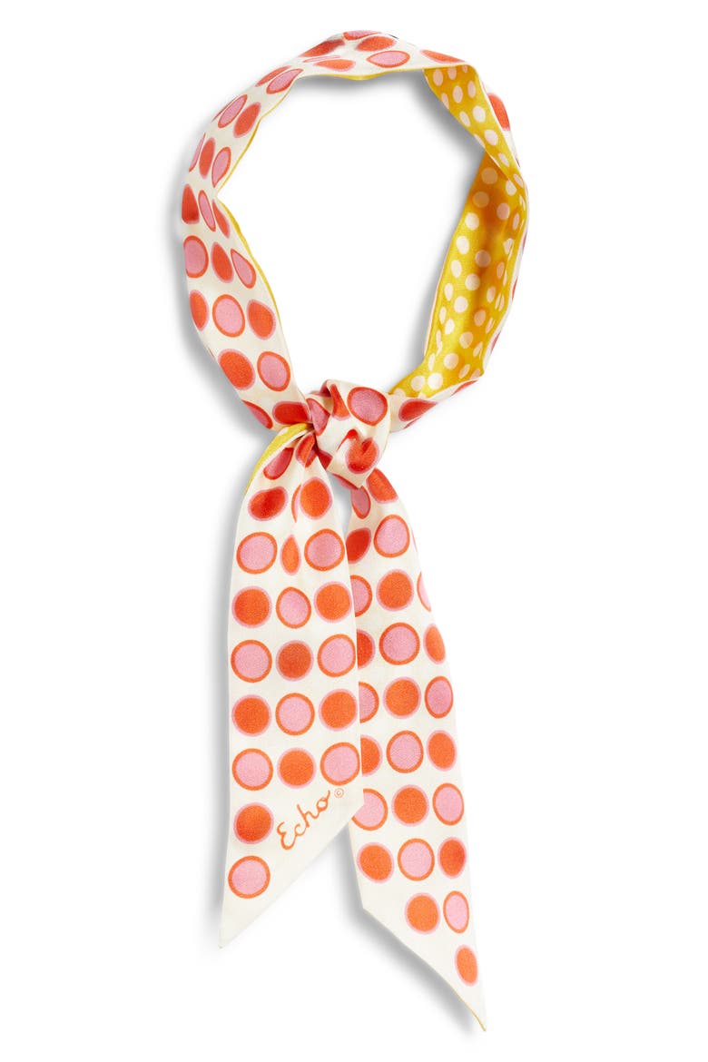 Spot & Dot Silk Satin Ribbon Scarf, Alternate, color, RED CLAY