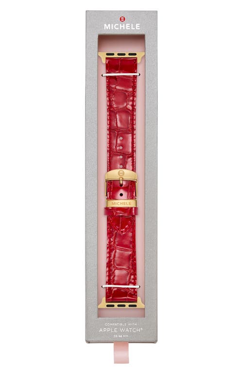 Michele Ruby Red Leather Bracelet Band For Apple Watch, 38-49mm In Red