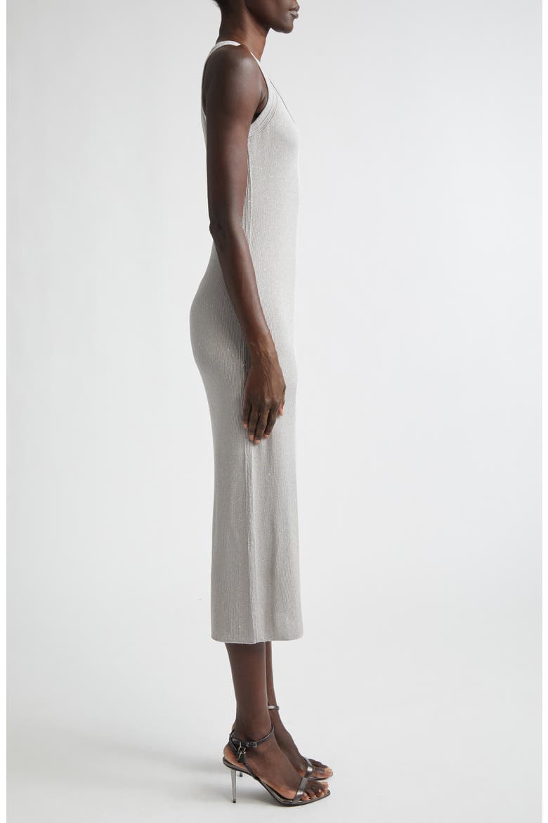 Sequin Rib Tank Dress, Alternate, color, SILVER
