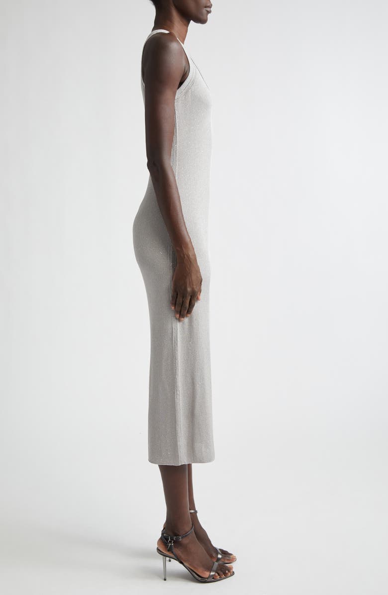 TOM FORD Sequin Rib Tank Dress, Alternate, color, Silver