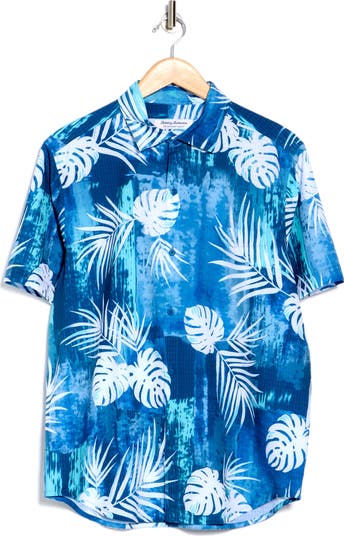 Bahama Coast Legendary Leaves Short Sleeve Perfomance Button-Up Shirt