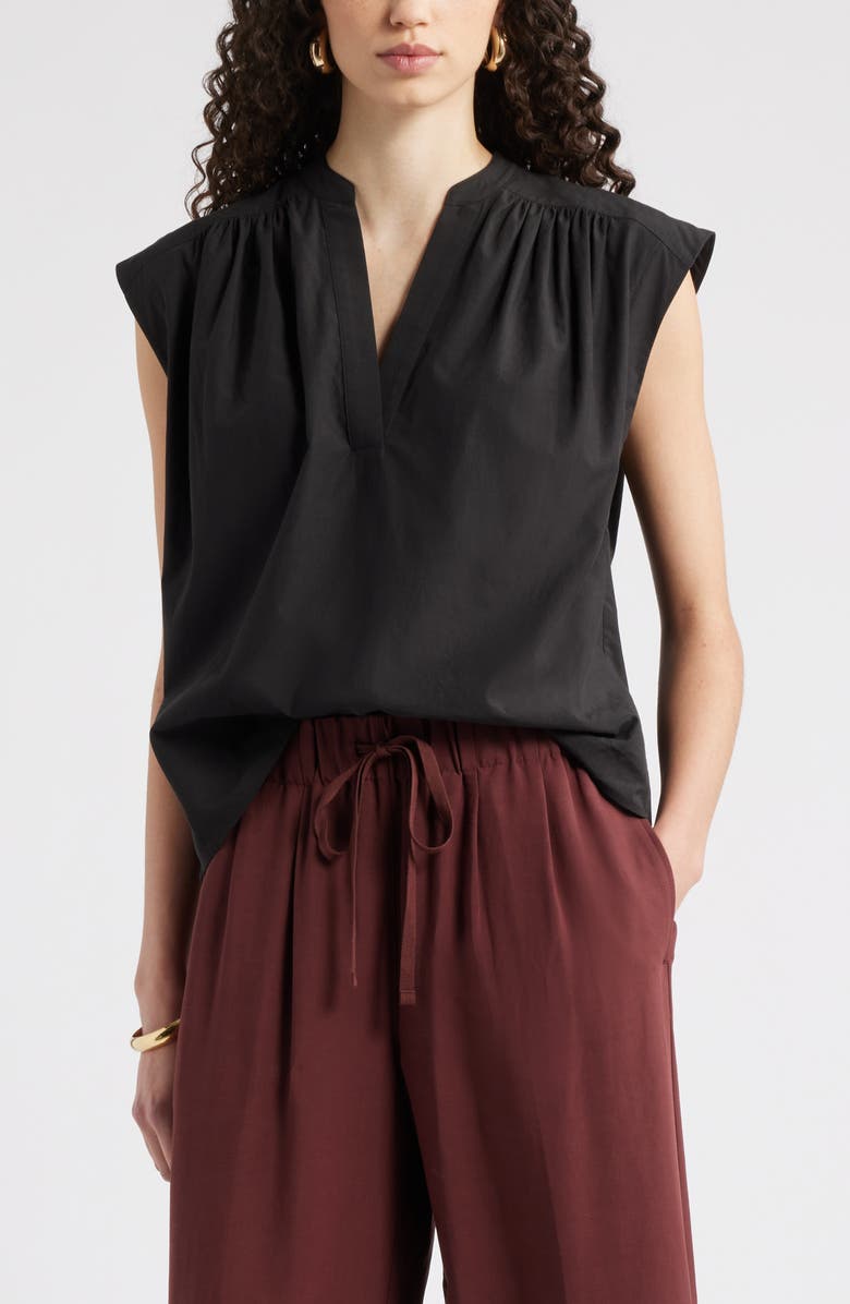 Nordstrom Shirred Cap Sleeve Top, Main, color, Black