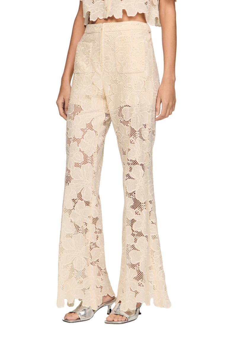 Guipure lace trousers, Alternate, color, Ecru