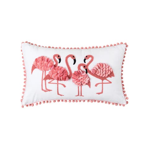Flamingo Friends Flock Lumbar Accent Pillow 12" x 20"