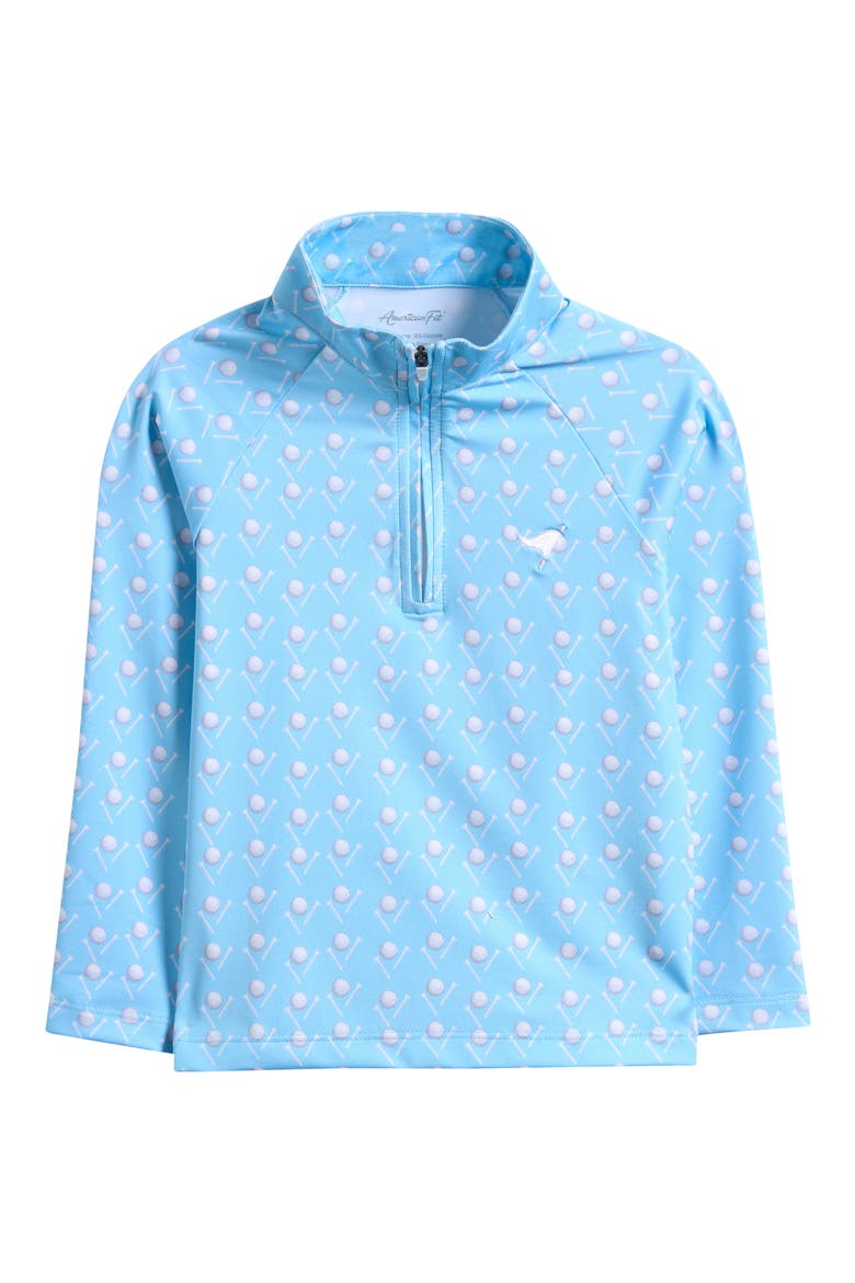 Kids' Golf Ball Print Quarter Zip Sweatshirt, Main, color, MEDIUM BLUE