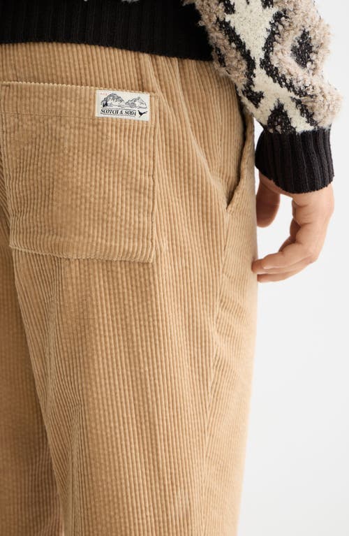 Scotch & Soda Fave Loose Tapered Cotton Corduroy Joggers In Brown