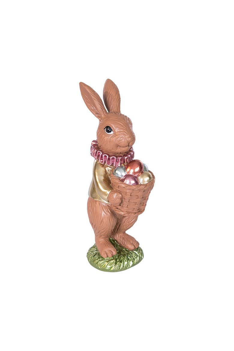 Chocolate Polyresin Easter Rabbit Medium Figurine 6.42", Main, color, Brown