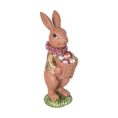 Chocolate Polyresin Easter Rabbit Medium Figurine 6.42"