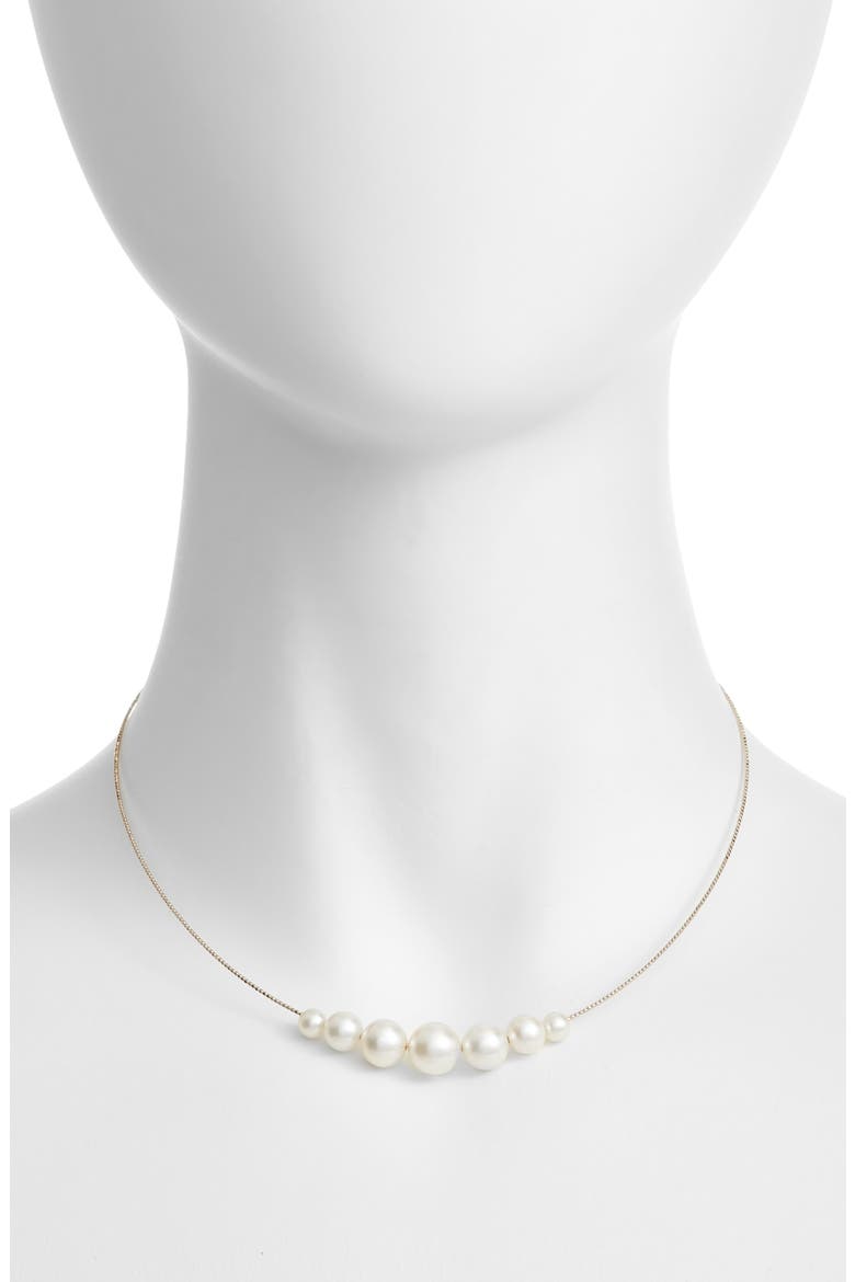 Pearl Choker Necklace, Main, color, YELLOW GOLD/ WHITE PEARL