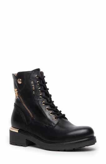 NeroGiardini Leather Corset Moto Booties Black