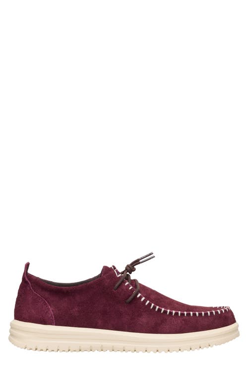 Hey Dude Wally Next Suede Lace-up Shoe In Burgundy