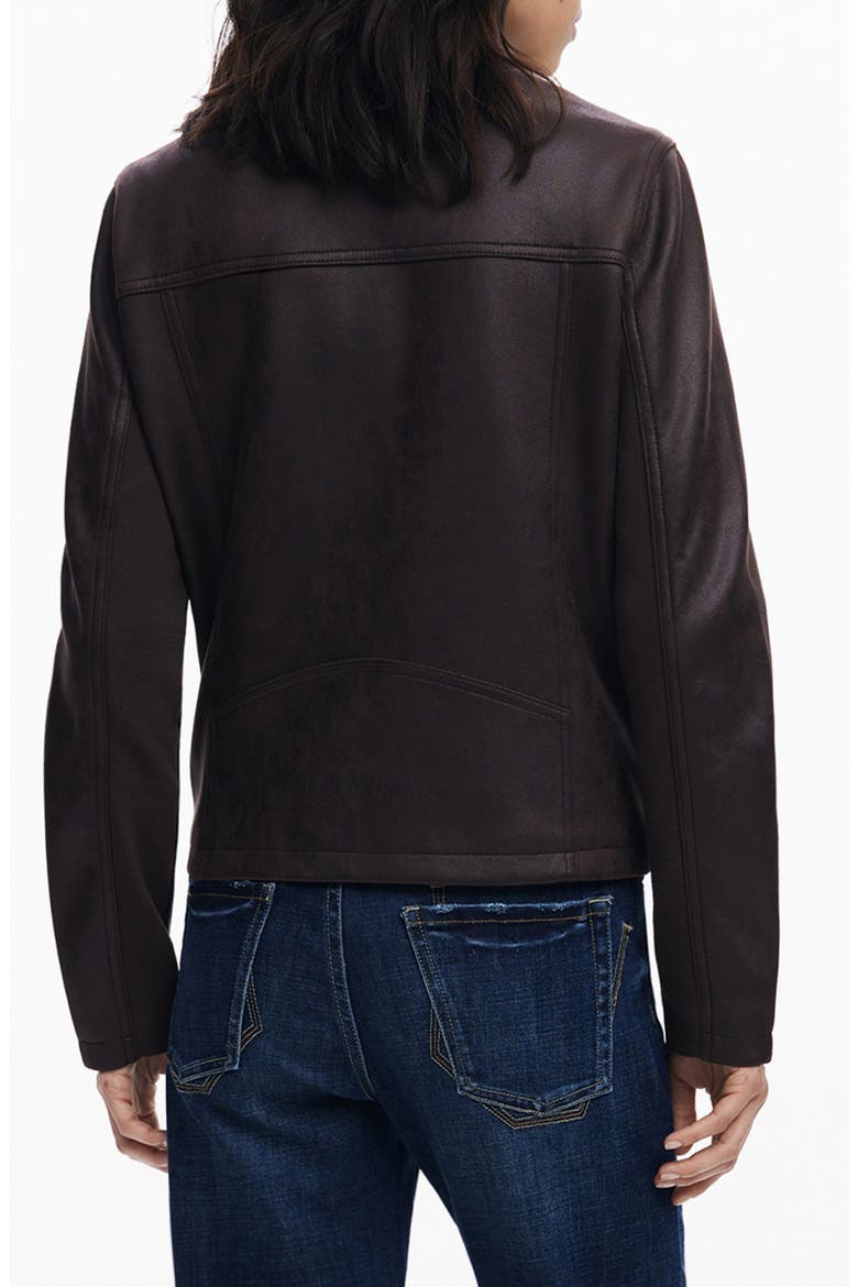 Faux Leather Jacket, Alternate, color, DARK BROWN