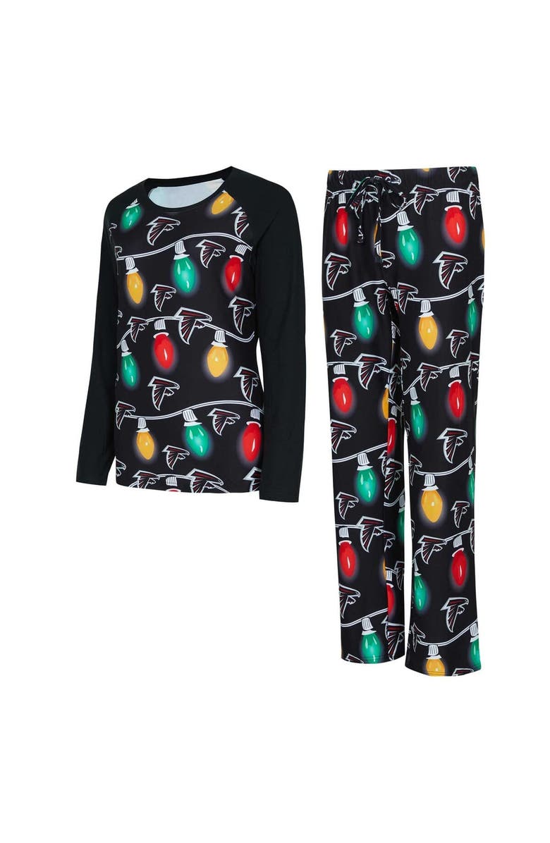CONCEPTS SPORT Women's Concepts Sport  Black Atlanta Falcons Garland Knit Raglan Long Sleeve T-Shirt & Pants Set, Main, color, 
