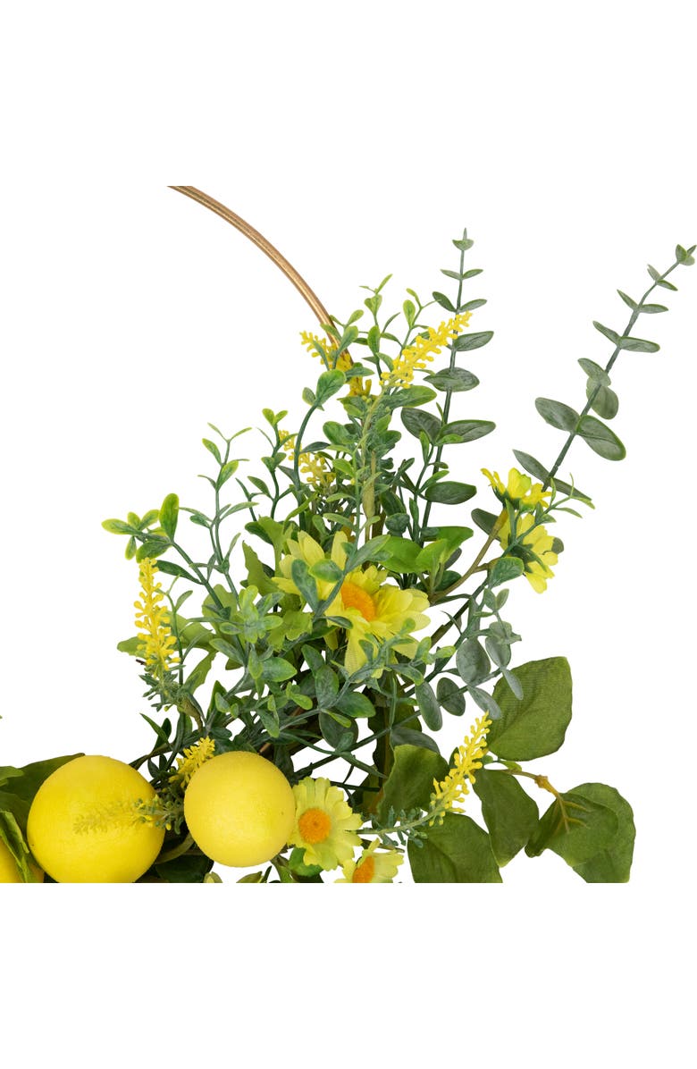 Northlight Lemon and Daisy Springtime Half Wreath - 22" - Yellow, Alternate, color, Yellow