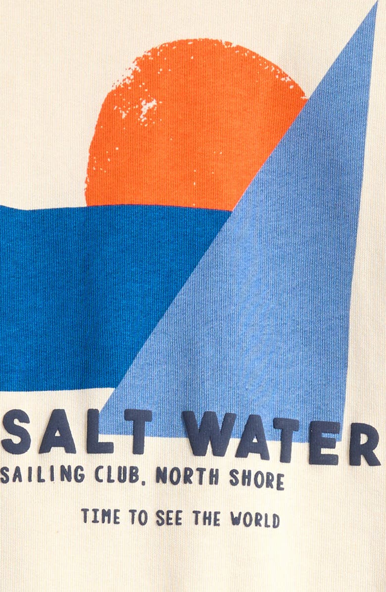 NEXT Kids' Sailing Cotton Graphic Sweatshirt & Striped Shorts Set, Alternate, color, Neutral