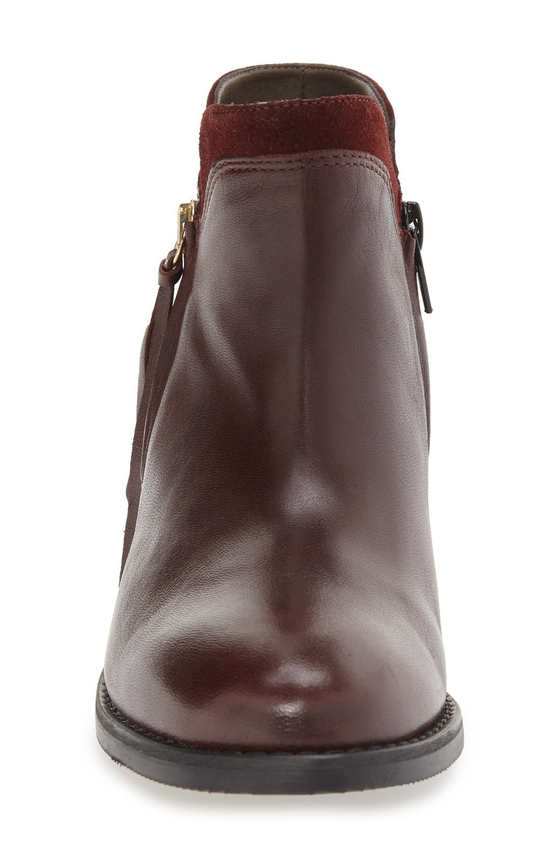 'Dot' Split Shaft Zip Bootie, Alternate, color, BORDEAUX LEATHER