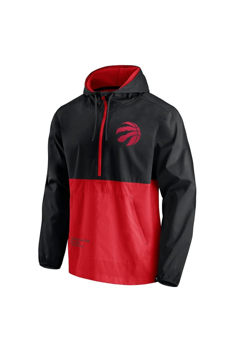 Men's Fanatics Branded Black/Red Toronto Raptors Anorak Block Party Windbreaker Half-Zip Hoodie Jacket, Alternate, color, Black