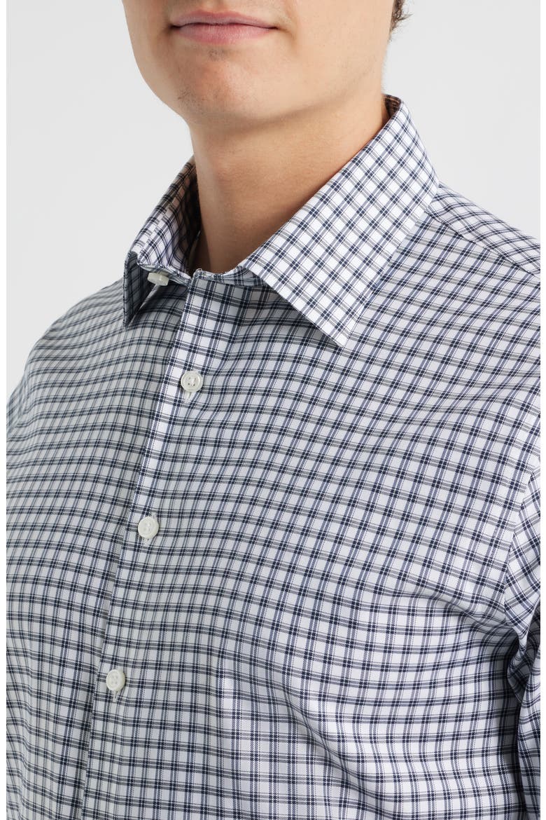 Trim Fit Check Premium Performance Twill Dress Shirt, Alternate, color, NAVY ALAMOS PLAID