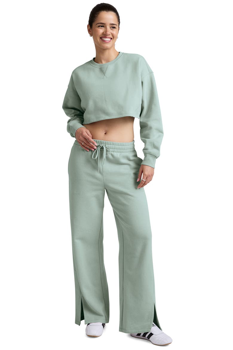 LuxeFleece Boxy Crop Sweatshirt, Alternate, color, PALE BLUE