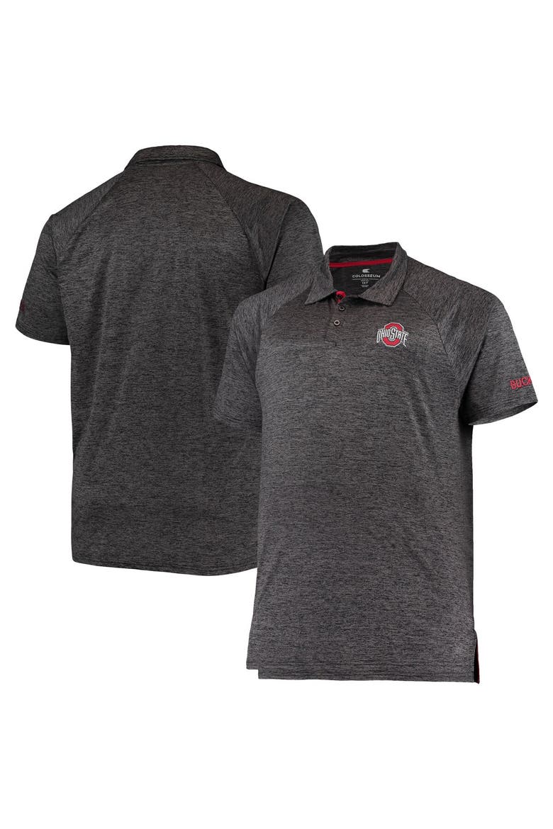 Men's Colosseum Heathered Black Ohio State Buckeyes Big & Tall Down Swing Polo, Main, color, Heather Black