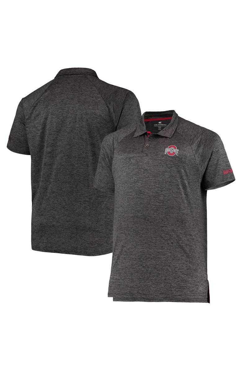 COLOSSEUM Men's Colosseum Heathered Black Ohio State Buckeyes Big & Tall Down Swing Polo, Main, color, Heather Black