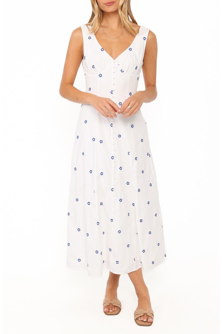 Luellen Embroidered Sleeveless Maxi Dress, Main, color, WHITE