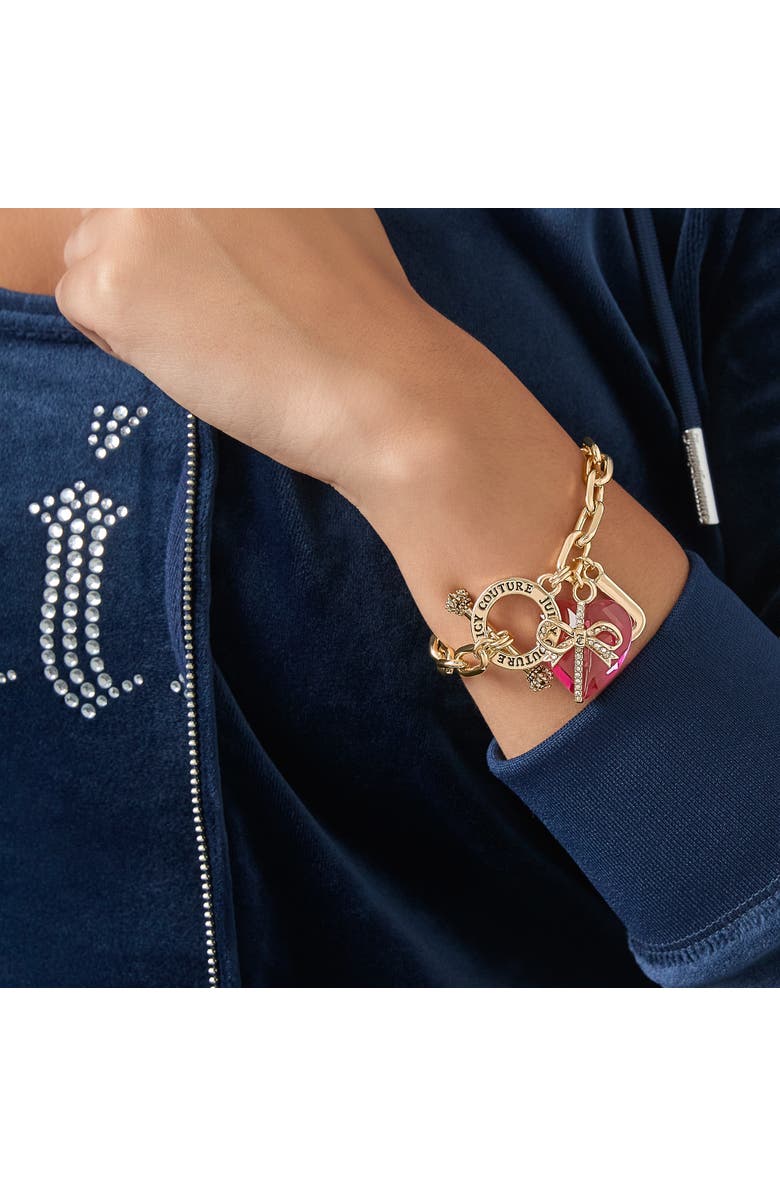 Juicy Couture Heart Stone & J Charm Bracelet, Alternate, color, Pink