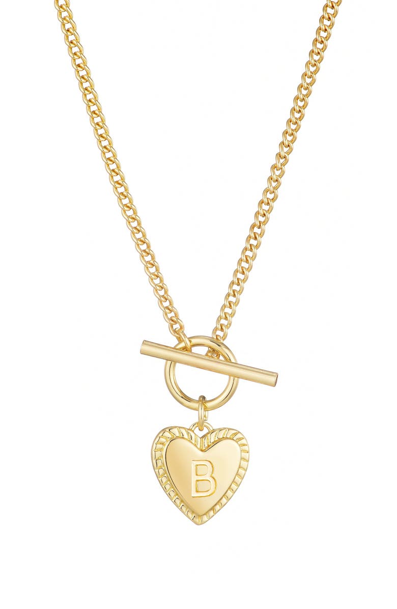 Adornia Initial Heart Toggle Necklace, Main, color, Gold-B