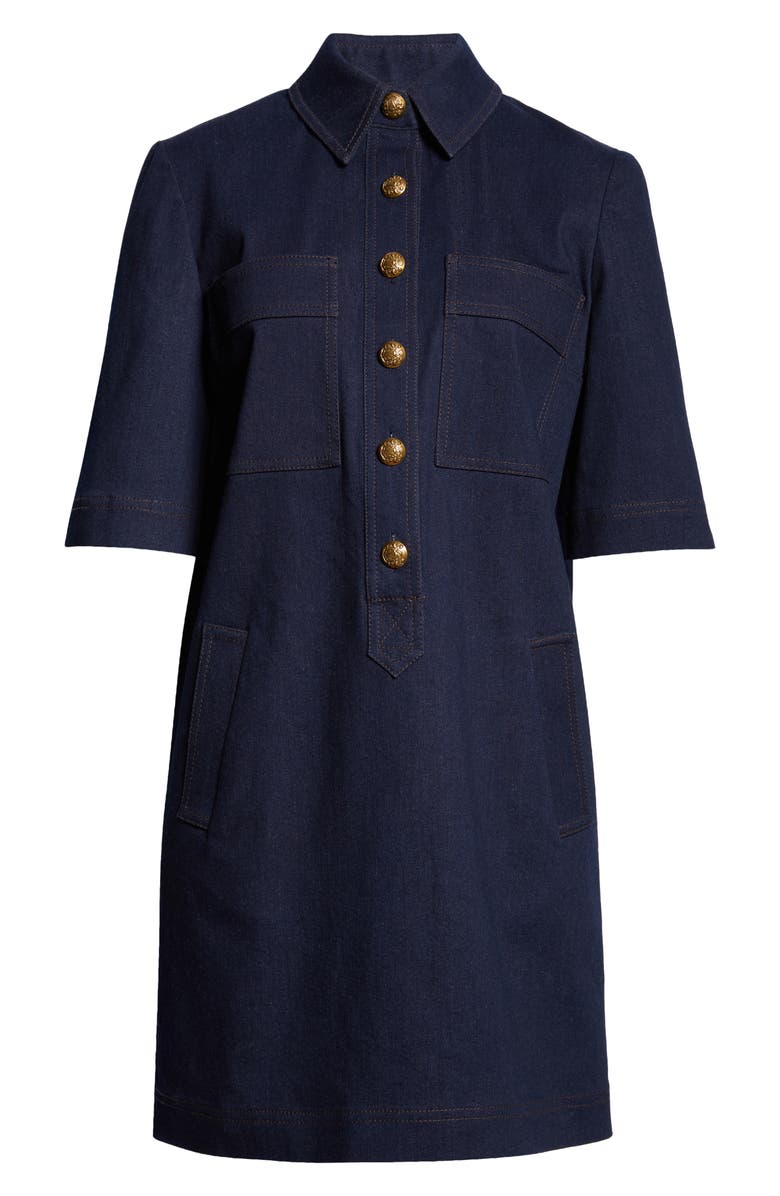 Veronica Beard Koulis Denim Minidress, Alternate, color, Midnight Wash