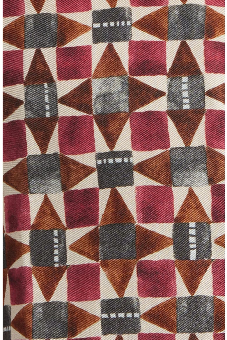 Didicot Painted Geo Pattern Lyocell Camp Shirt, Alternate, color, BURGUNDY / MULTI