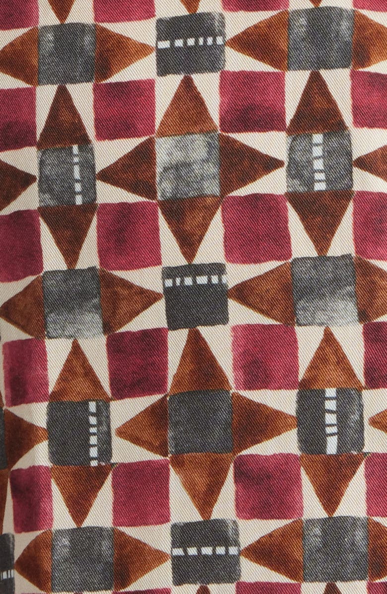 Wax London Didicot Painted Geo Pattern Lyocell Camp Shirt, Alternate, color, Burgundy / Multi