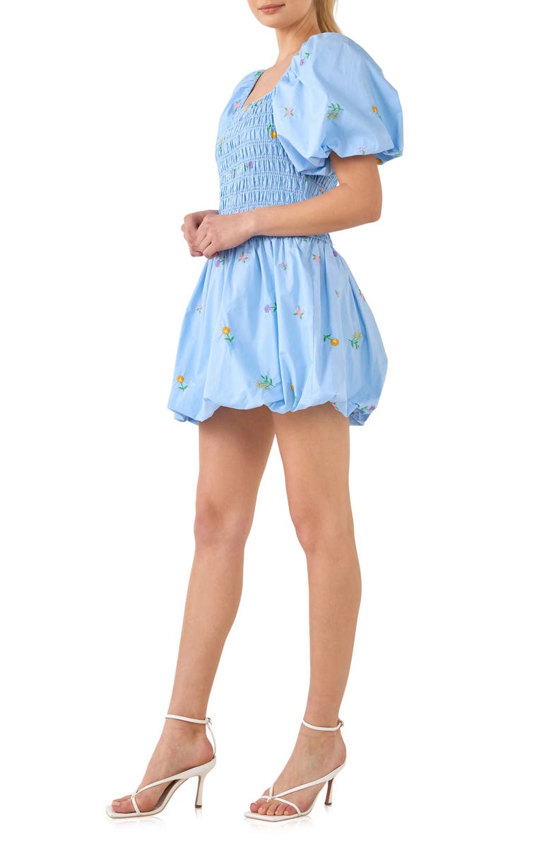 English Factory Floral Embroidery Puff Sleeve Cotton Minidress, Alternate, color, 