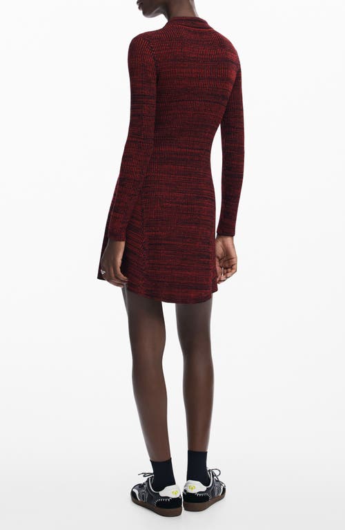 Desigual Marti Long Sleeve Minidress In Burgundy