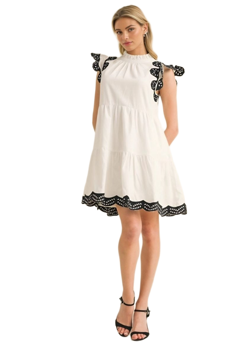 Knit and Lounge Tiered Scallop Trim Mini Dress, Alternate, color, 