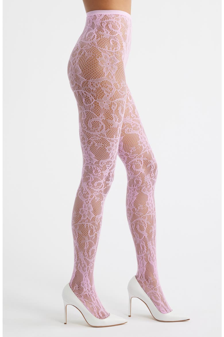 Rosa Floral Lace Tights, Main, color, PINK