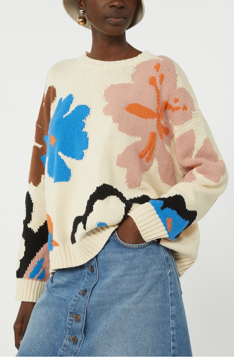 Weekend Max Mara Celebre Floral Oversize Sweater, Alternate, color, Ivory Multi