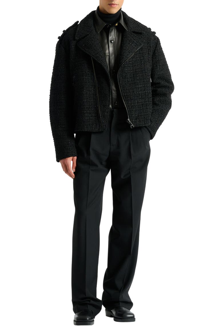 Tweed biker jacket, Alternate, color, black