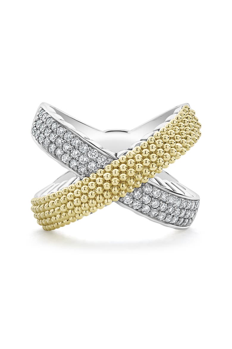 Caviar Lux Diamond Ring, Alternate, color, SILVER