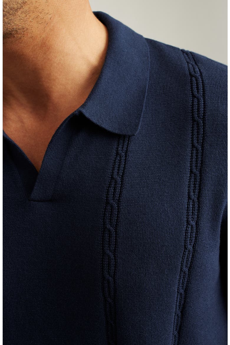 Placed Cable Johnny Collar Polo, Alternate, color, NAVY