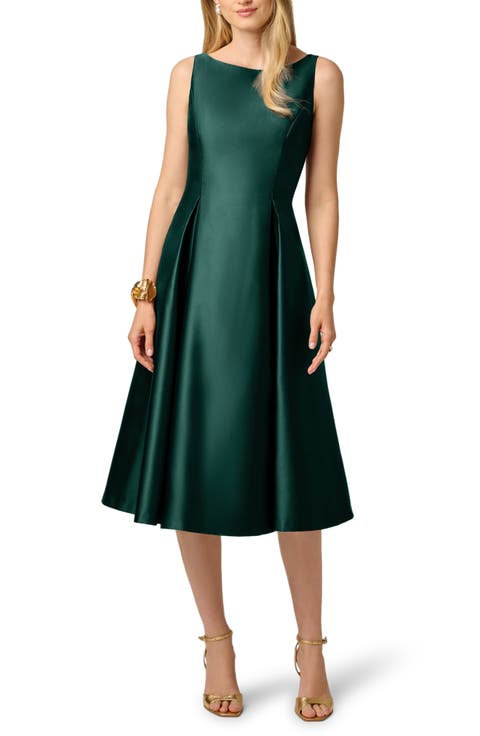 Sleeveless Mikado Fit & Flare Midi Dress